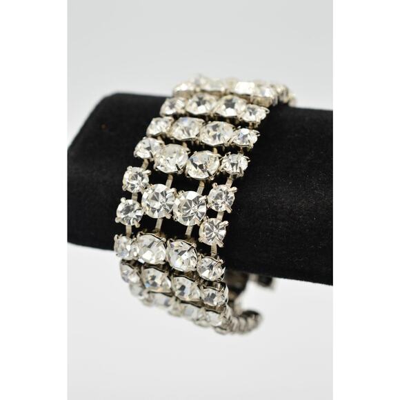 Vintage Crystal Bracelet Rhinestone Sparkling Chunky Prong 1980s NOS Bin4 - Picture 1 of 12